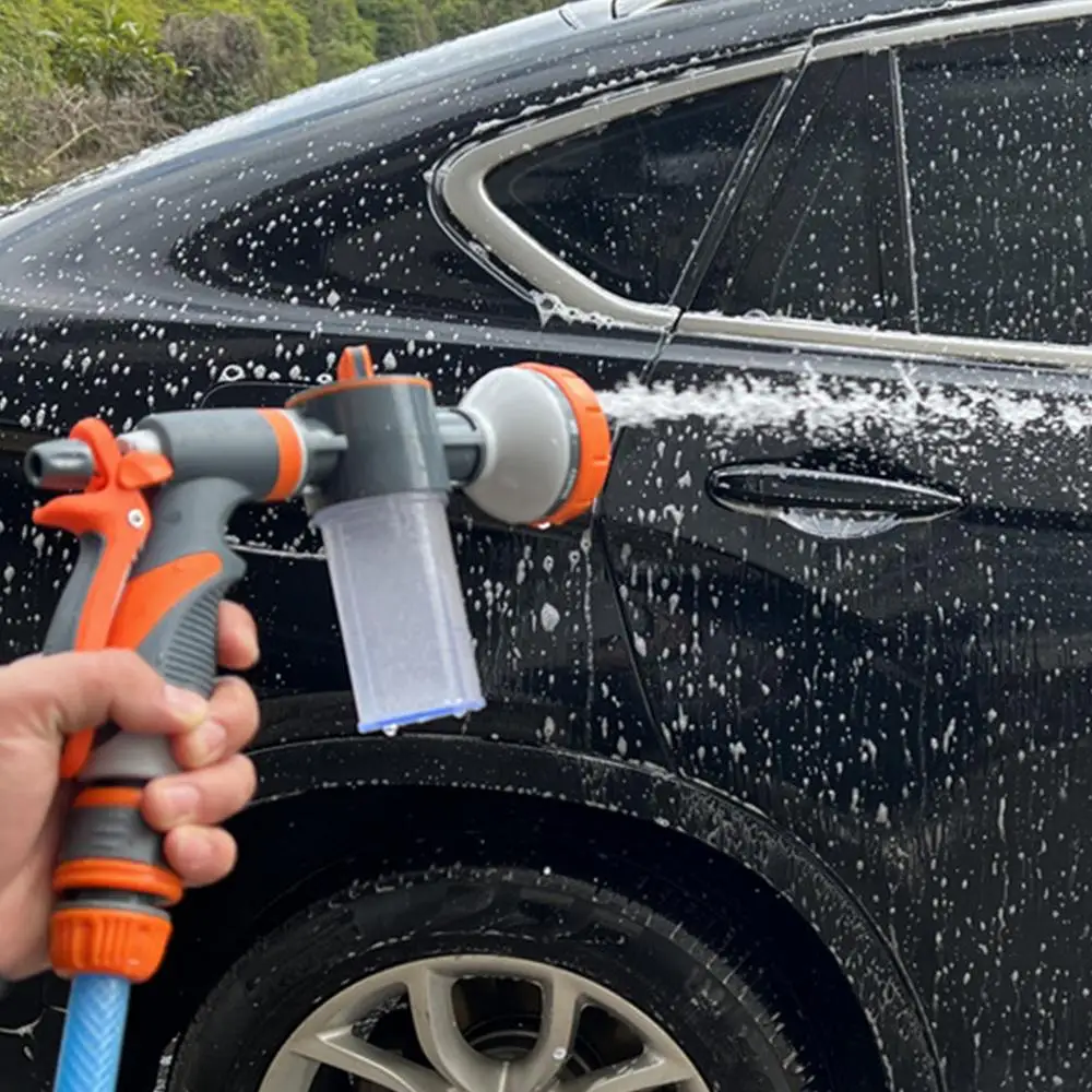 Foam Spray Hose Nozzle Foam Sprayer Garden Hose Nozzle With Dispenser Bottle 8 Adjustable Watering Patterns Water Guns With