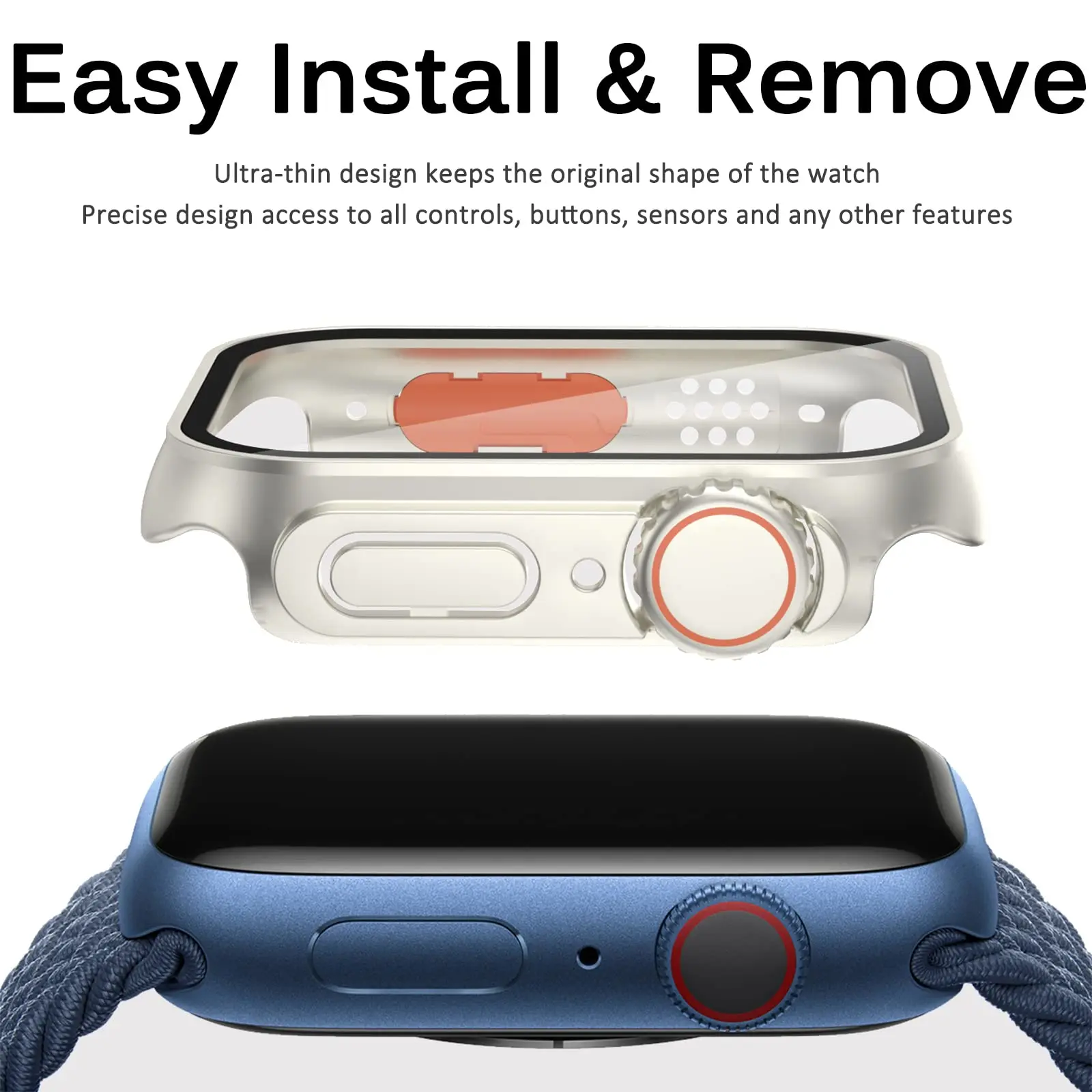 Glass+PC Firm Cover for Apple Watch Case 44mm 40mm 45mm 41mm Appearance Upgrade 49mm Turning into ultra 2 iWatch series 8 7 se 9