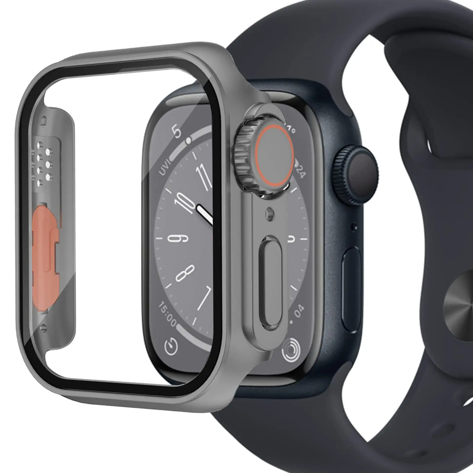 Glass+PC Firm Cover for Apple Watch Case 44mm 40mm 45mm 41mm Appearance Upgrade 49mm Turning into ultra 2 iWatch series 8 7 se 9