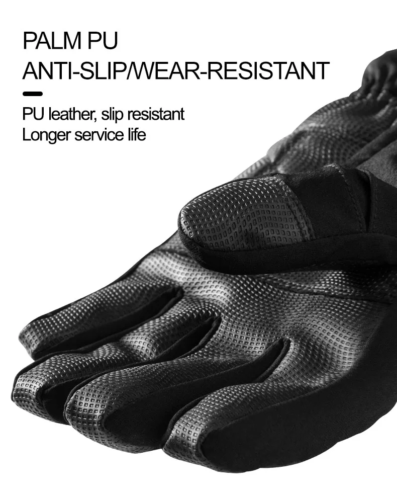 ROCKBROS Winter Gloves Motorcycle Waterproof Fleece Thermal Gloves Snowboard Snowmobile Gloves Men Women Snow Cycling Gloves