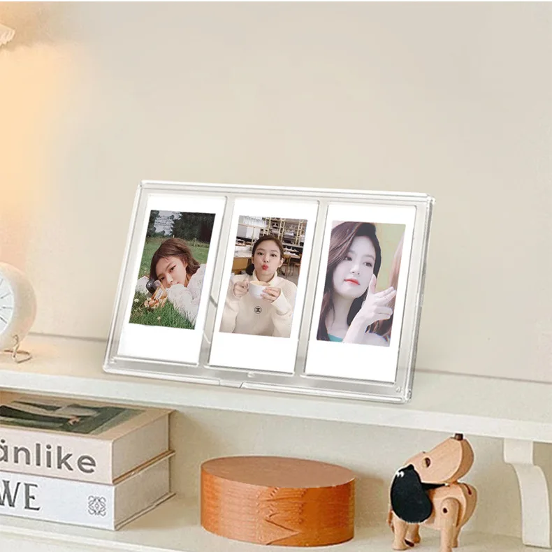 For Fujifilm Instax Mini 8/9/11/12 Series 3 Inch Photo Pictures Transparent Vertical Three Palace Grid Photo Frame Table