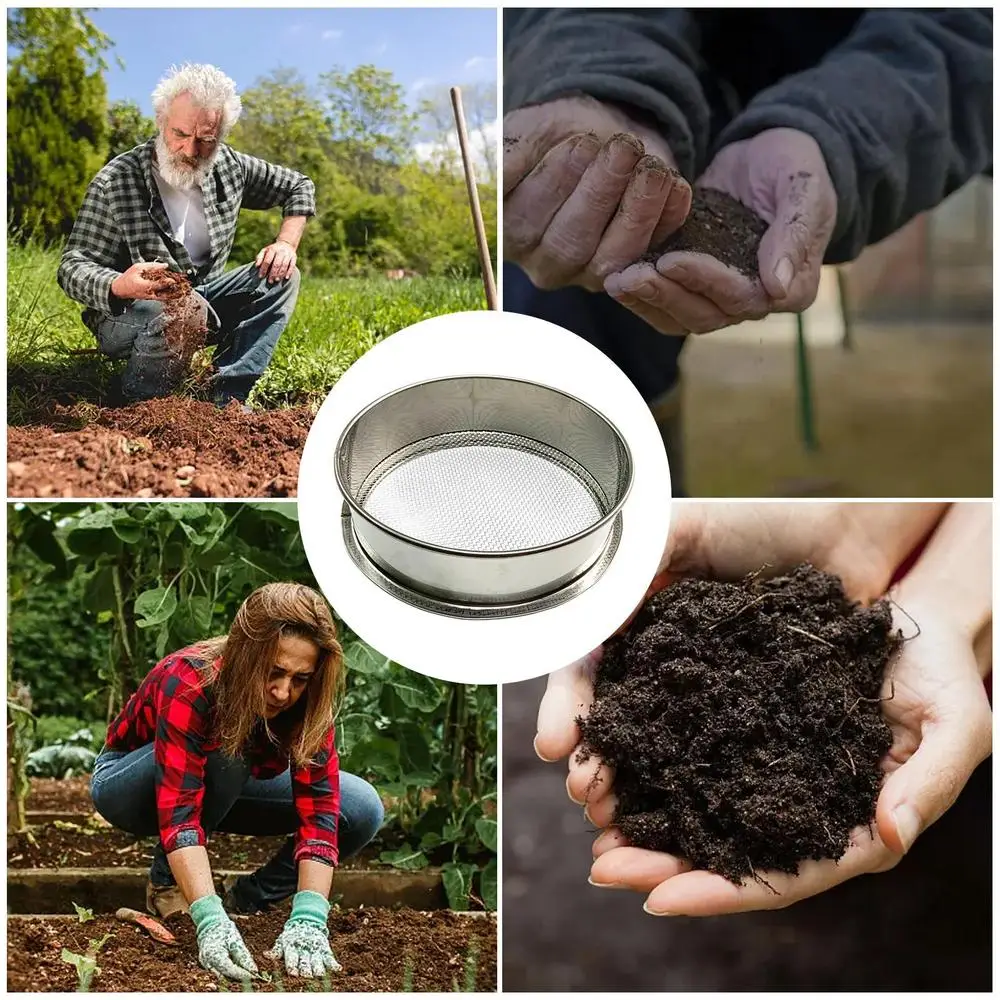 Garden Home Stainless Steel Meaty Garden Compost Soil Stone Sieve Mesh Filtration Gardening Tool 20/30cm 8 Mesh