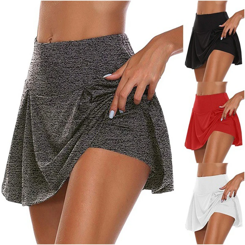 2 in 1 Tennis Skirt Women Breathable Yoga Skirts Female Fake Two-piece Sports Golf Shorts Casual Gym Exercise Bottoms Skirts