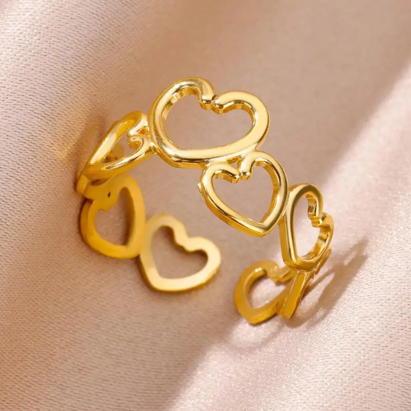 Women Rings Stainless Steel Gold Color Finger Ring for Female Simple Aesthetic Jewelry Accessories Handmade Gifts Anillos Mujer