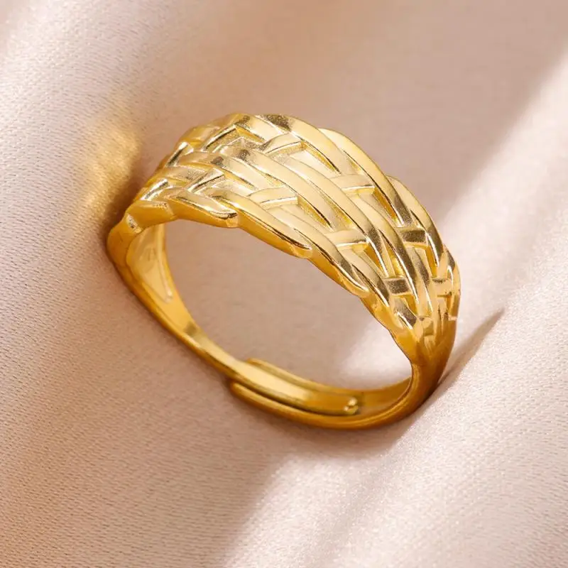 Women Rings Stainless Steel Gold Color Finger Ring for Female Simple Aesthetic Jewelry Accessories Handmade Gifts Anillos Mujer