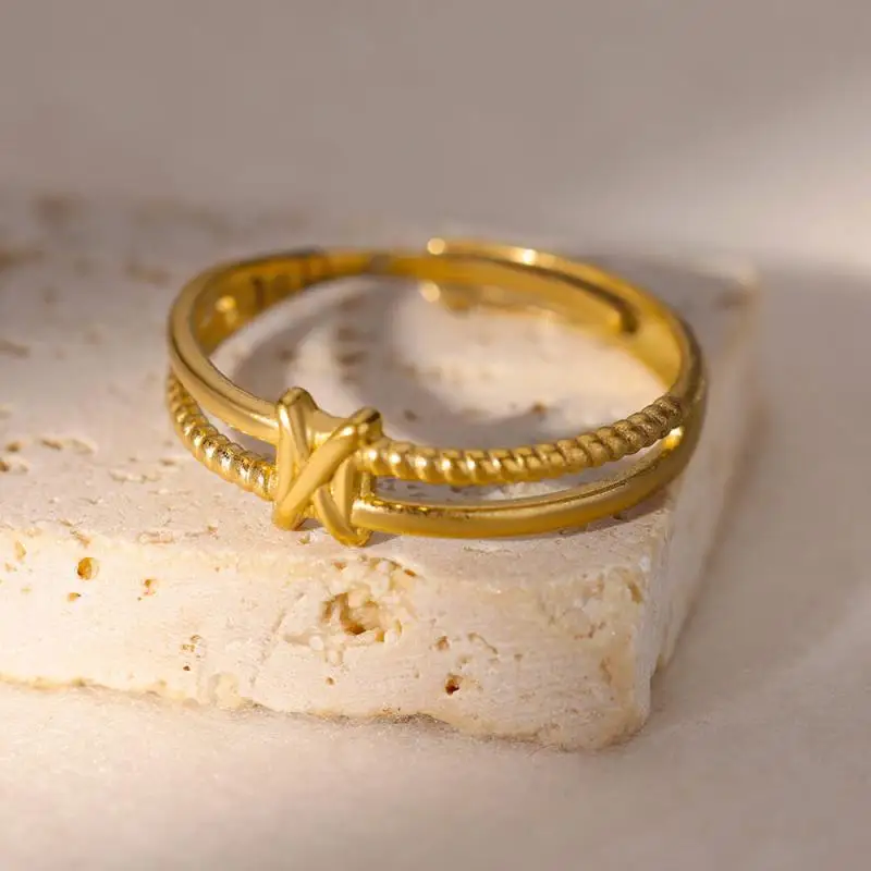 Women Rings Stainless Steel Gold Color Finger Ring for Female Simple Aesthetic Jewelry Accessories Handmade Gifts Anillos Mujer