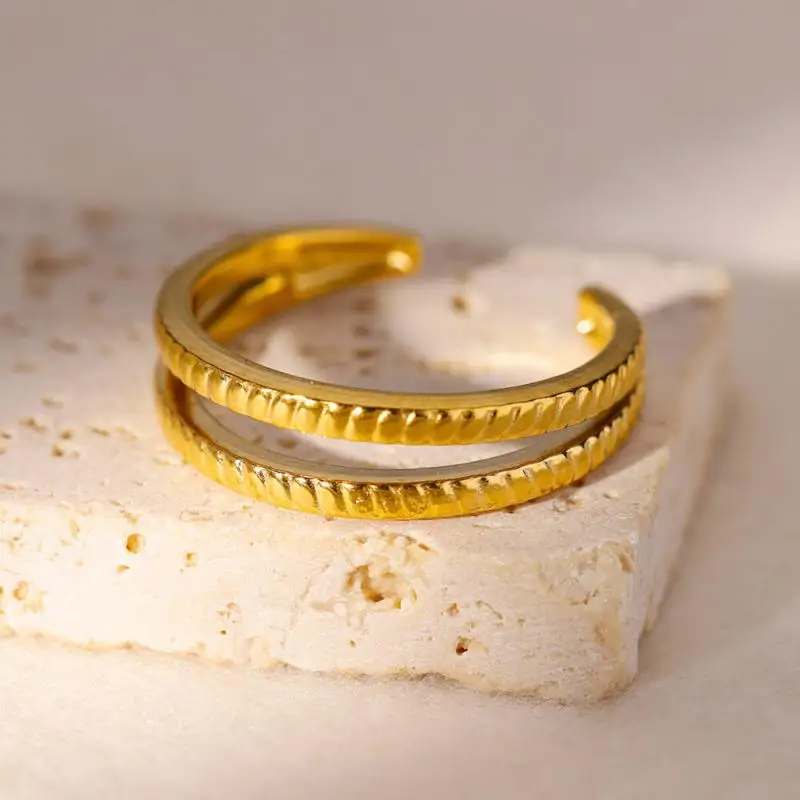 Women Rings Stainless Steel Gold Color Finger Ring for Female Simple Aesthetic Jewelry Accessories Handmade Gifts Anillos Mujer