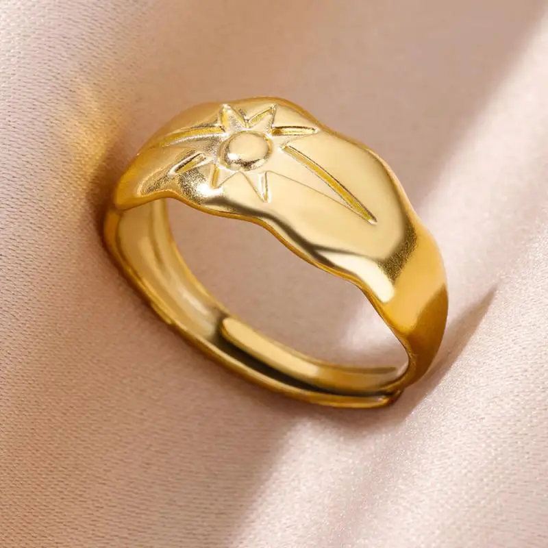 Women Rings Stainless Steel Gold Color Finger Ring for Female Simple Aesthetic Jewelry Accessories Handmade Gifts Anillos Mujer