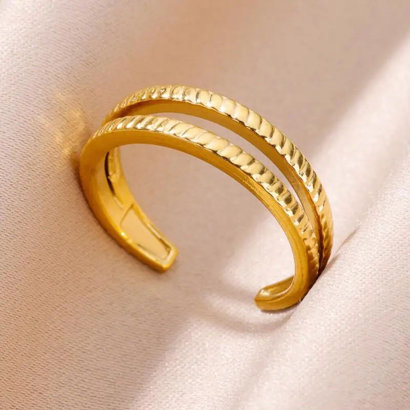 Women Rings Stainless Steel Gold Color Finger Ring for Female Simple Aesthetic Jewelry Accessories Handmade Gifts Anillos Mujer
