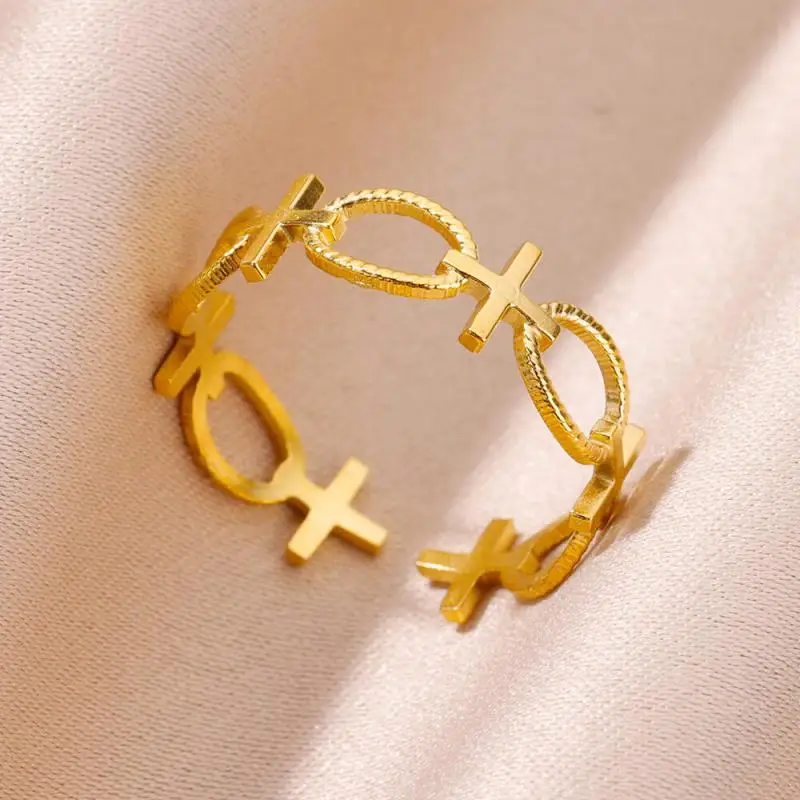 Women Rings Stainless Steel Gold Color Finger Ring for Female Simple Aesthetic Jewelry Accessories Handmade Gifts Anillos Mujer