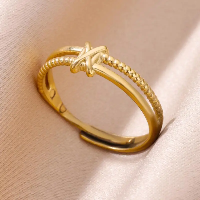 Women Rings Stainless Steel Gold Color Finger Ring for Female Simple Aesthetic Jewelry Accessories Handmade Gifts Anillos Mujer