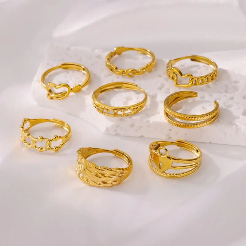 Women Rings Stainless Steel Gold Color Finger Ring for Female Simple Aesthetic Jewelry Accessories Handmade Gifts Anillos Mujer