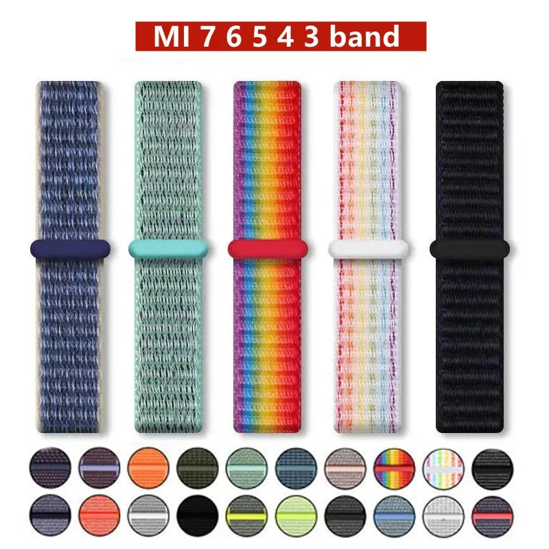 Watchbands For xiaomi mi band 6 7 NFC smart watch Sport Wrist Miband Nylon loop pulsera Bracelet correa Mi band 7 6 5 4 3 Strap