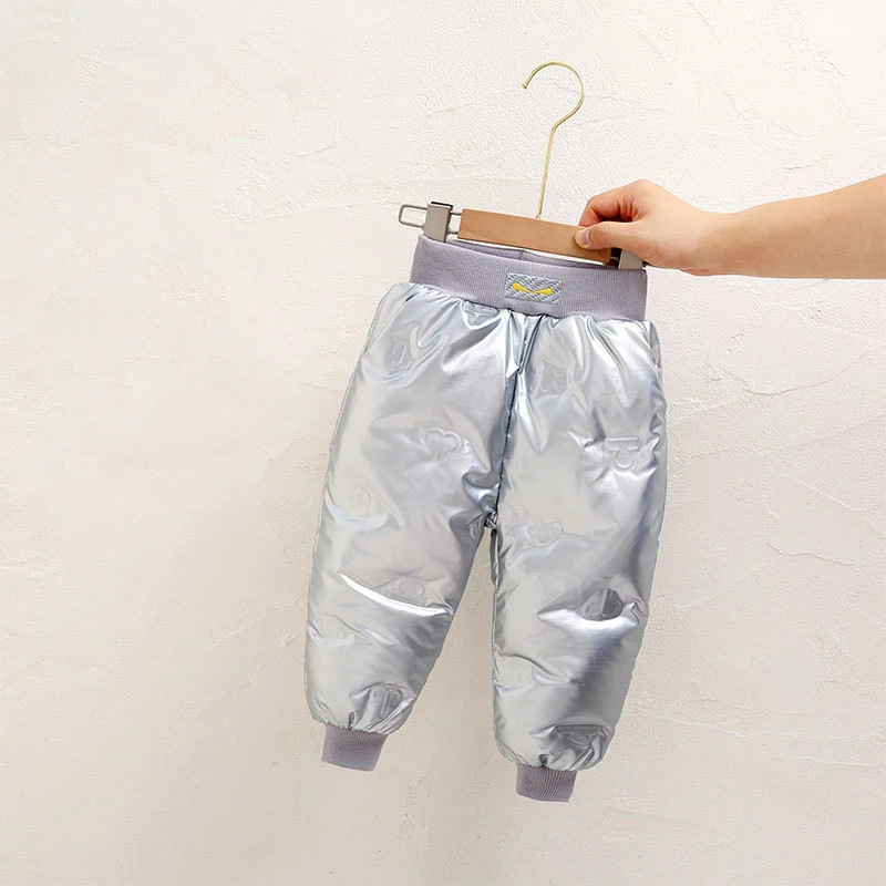 Girls Boys Winter Warm Down Pants Autumn Children Glossy Thickened Pants Boy Girl Down Trousers Kids Ski Down Padded Pants 2-10Y