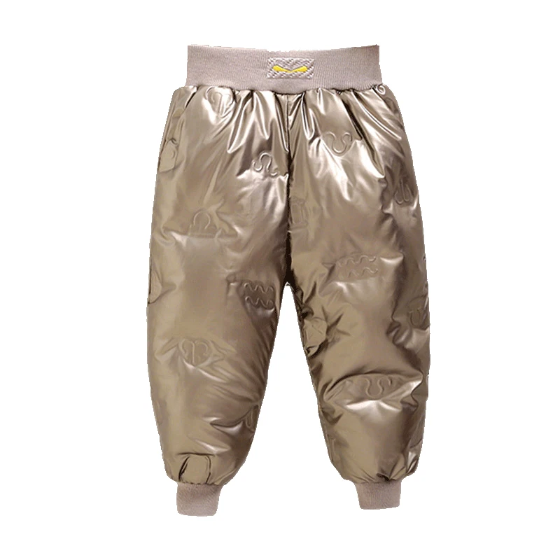 Girls Boys Winter Warm Down Pants Autumn Children Glossy Thickened Pants Boy Girl Down Trousers Kids Ski Down Padded Pants 2-10Y