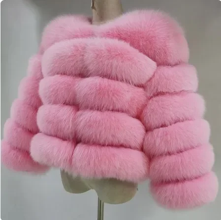 Elegant High Quality Faux Fox Fur Coat Women Autumn Winter Warm Long Sleeve Short Jackets Furry Fashion Outwear Shaggy Coat