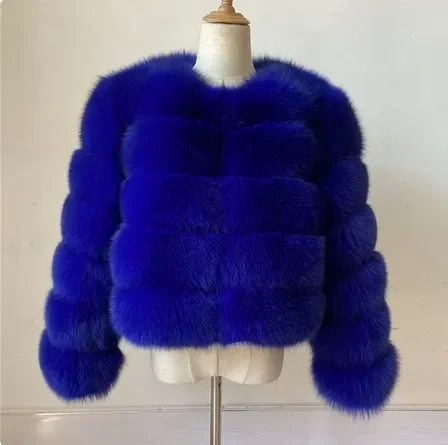 Elegant High Quality Faux Fox Fur Coat Women Autumn Winter Warm Long Sleeve Short Jackets Furry Fashion Outwear Shaggy Coat
