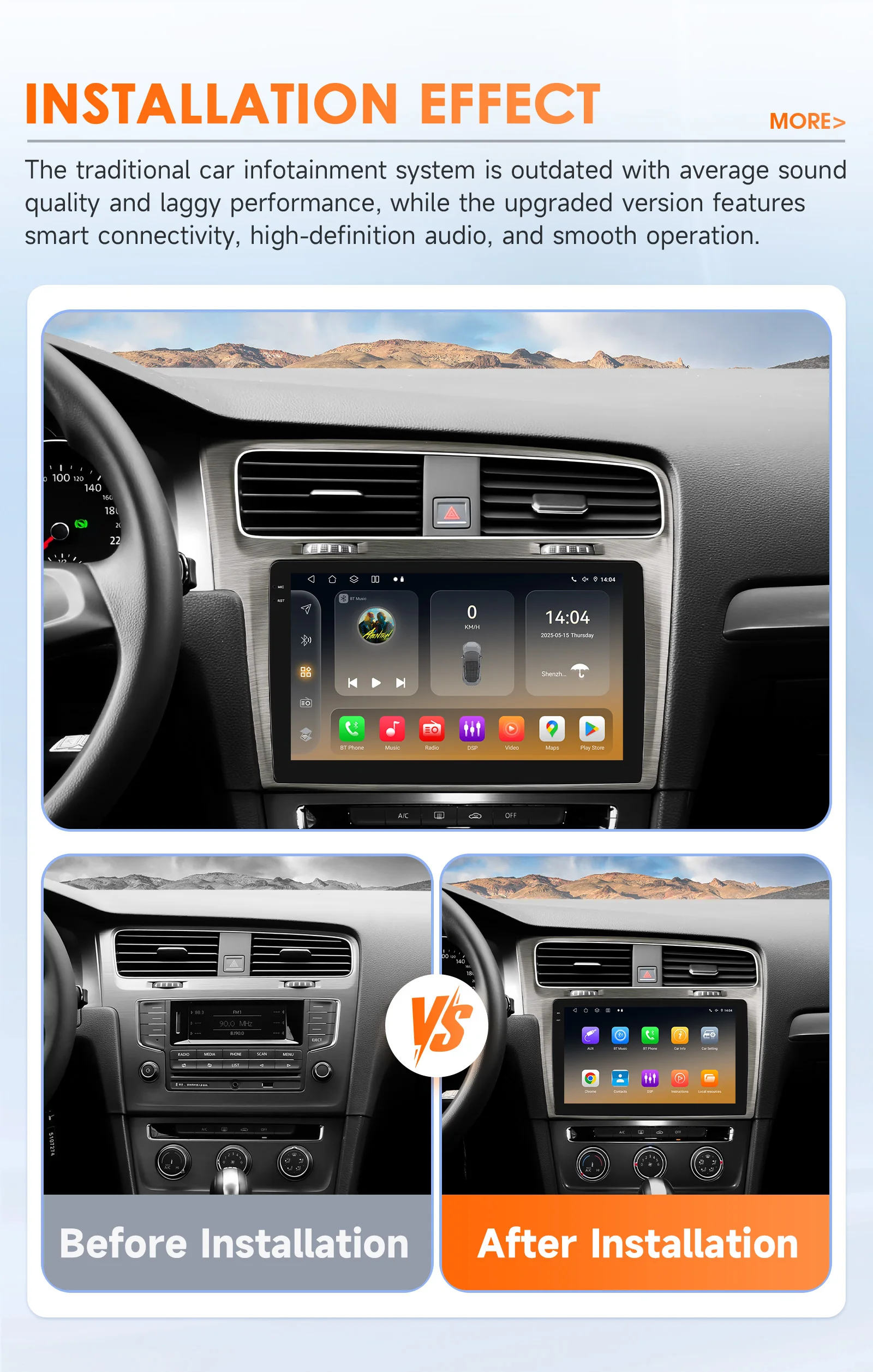 Hizpo AI Voice Wireless CarPlay Android Auto Radio for Volkswagen VW Golf 7 2013-2017 Car Multimedia Player GPS 2din Autoradio