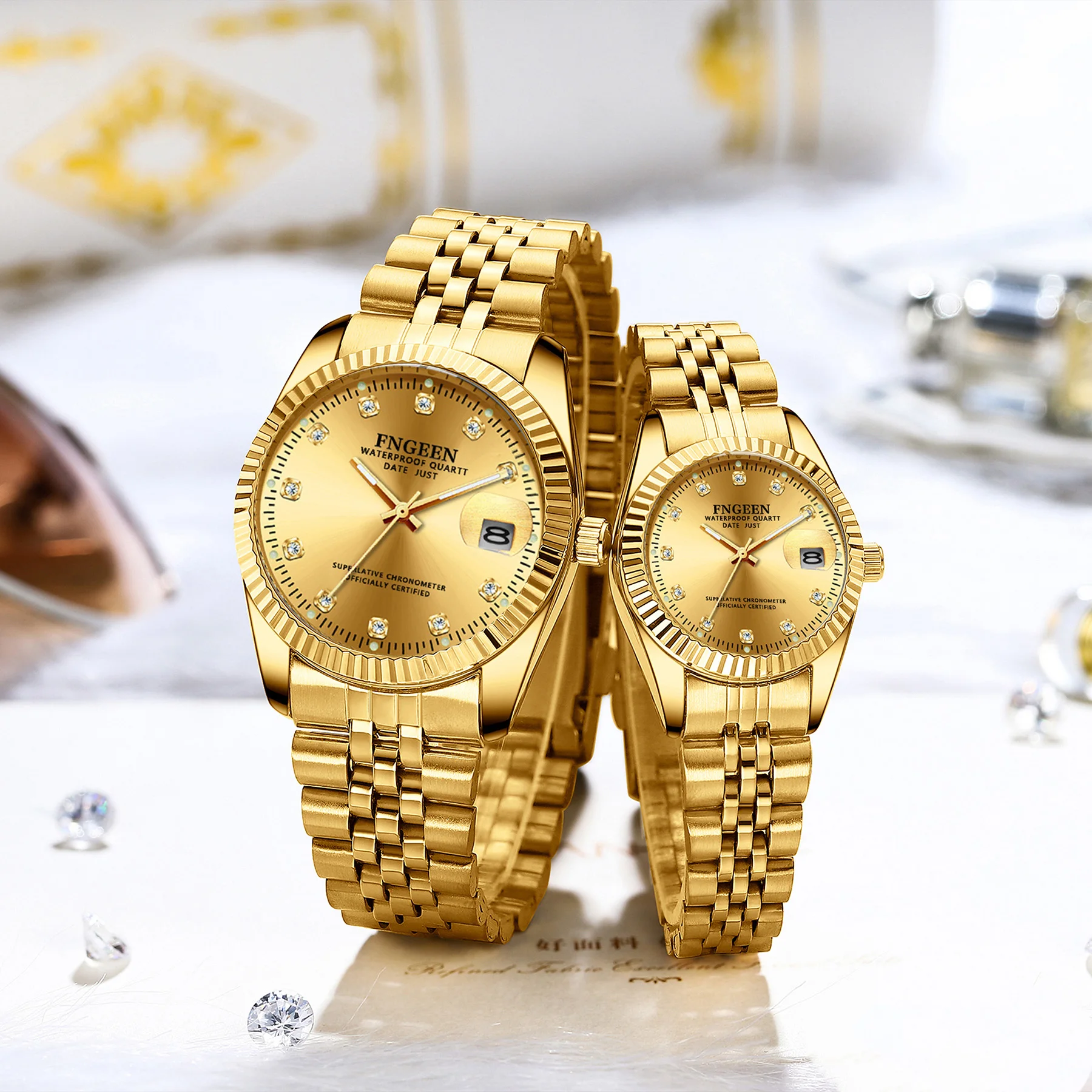 Lancardo 2023 New Business Calendar Luminous Dial Lover Watch Men Women's Waterproof Luxury Couple Quartz Wristwatch Clock Gift