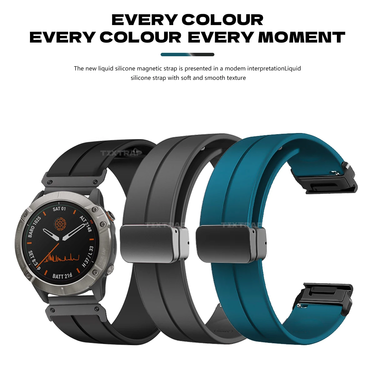 Magnetic Silicone Strap for Garmin watch Fenix 6 6x 7 7x pro 5 5x Plus 3 3HR Quick Fit No Gaps Sports 22mm 26MM Band for Enduro