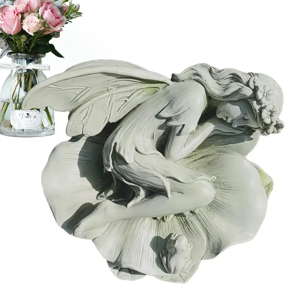 Fairy Garden Ornaments Outdoor Flower Outdoor Fairy Garden Ornaments Angel Statue Statue Garden Ornaments Flower Fairy Resin