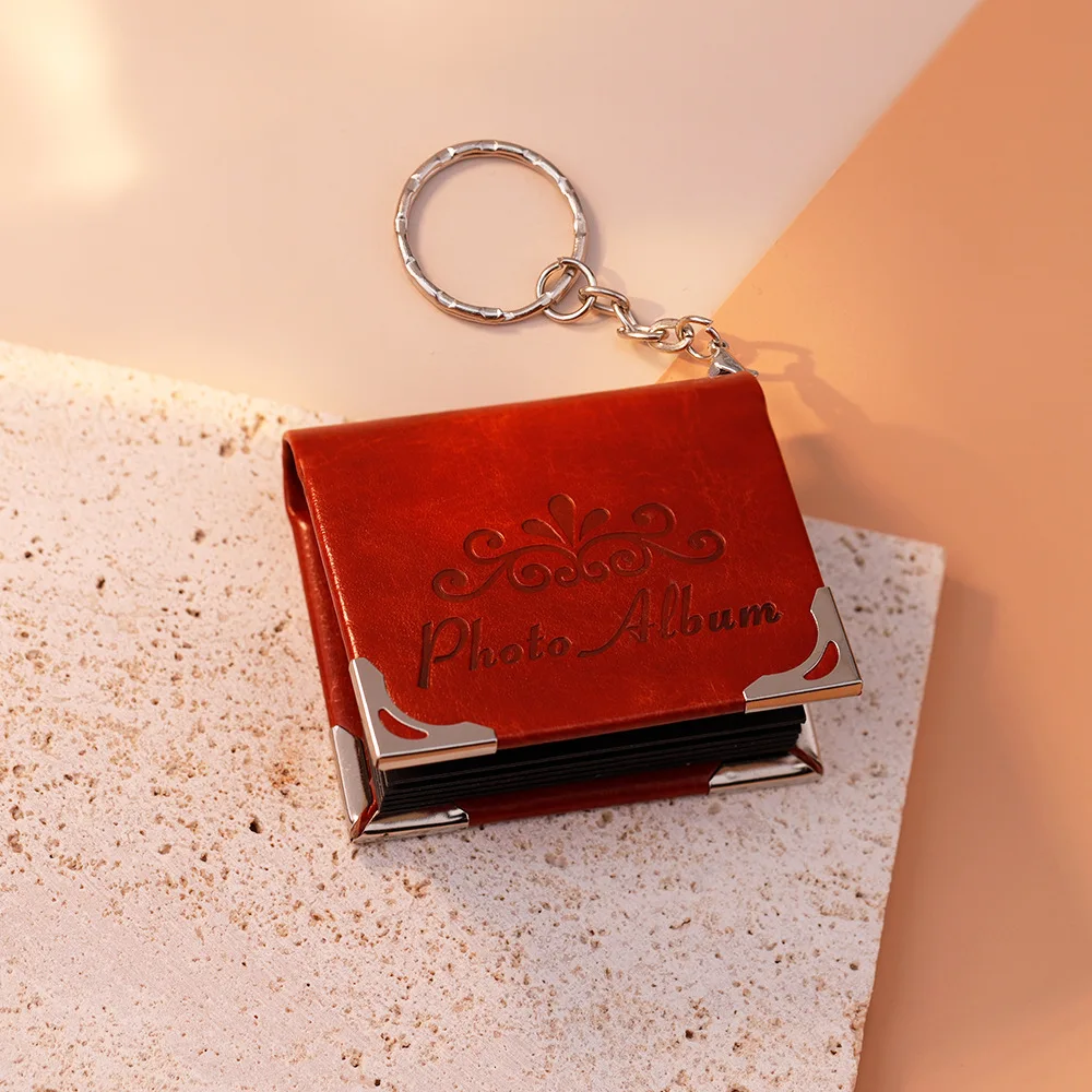 Personalized Gift Custom Leather Photo Keychain Mini Photo Album Keychain