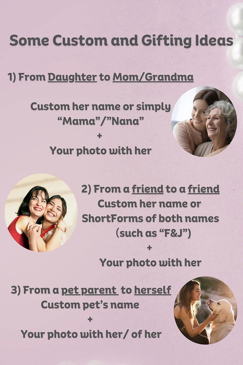 Custom Name Necklace with Photo Projection Stainless Steel Chain Personalized Gift for Mom Daughter Her Valentine Day