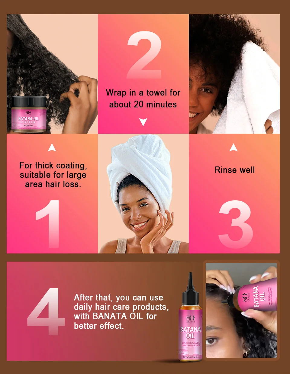 7pc Batana Oil Product Fast Hair Growth Oil For Men Hair Growing Spray Anti Hair Loss Shampoo Butter Hair Mask Hair Care Capsule