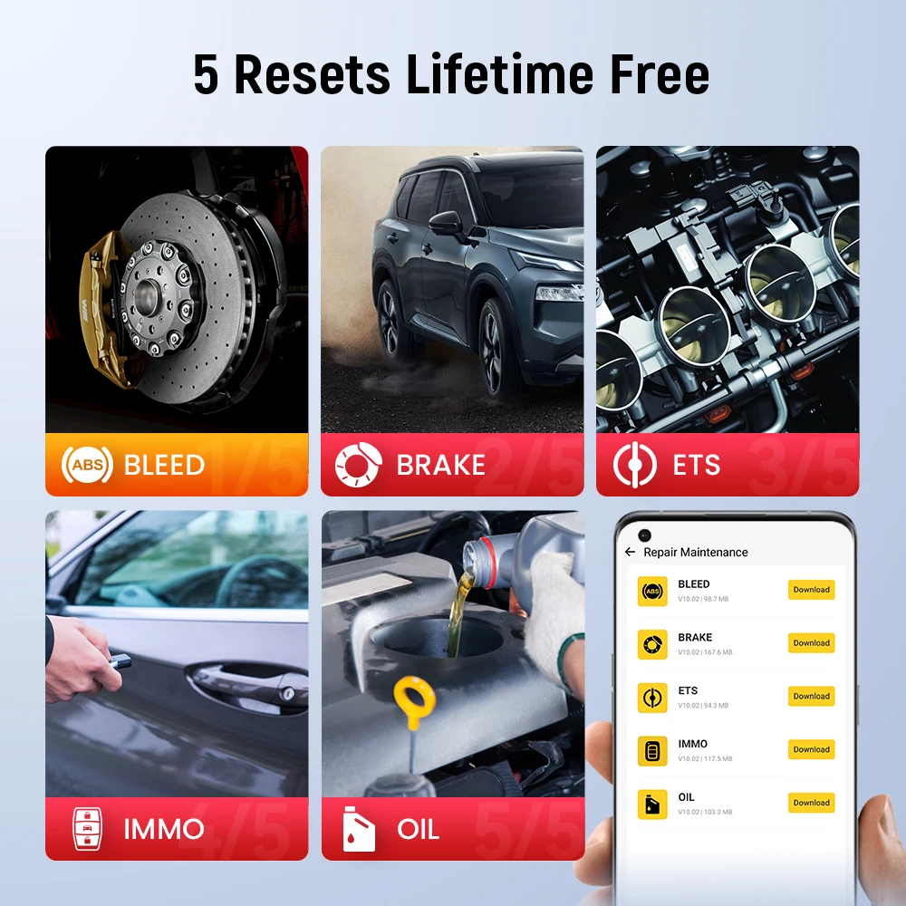 Lifetime Free Update THINKCAR BD6 OBD2 Scanner Bluetooth, All System Diagnostic Tool 5 Reset for 120 Car Brands iOS & Android