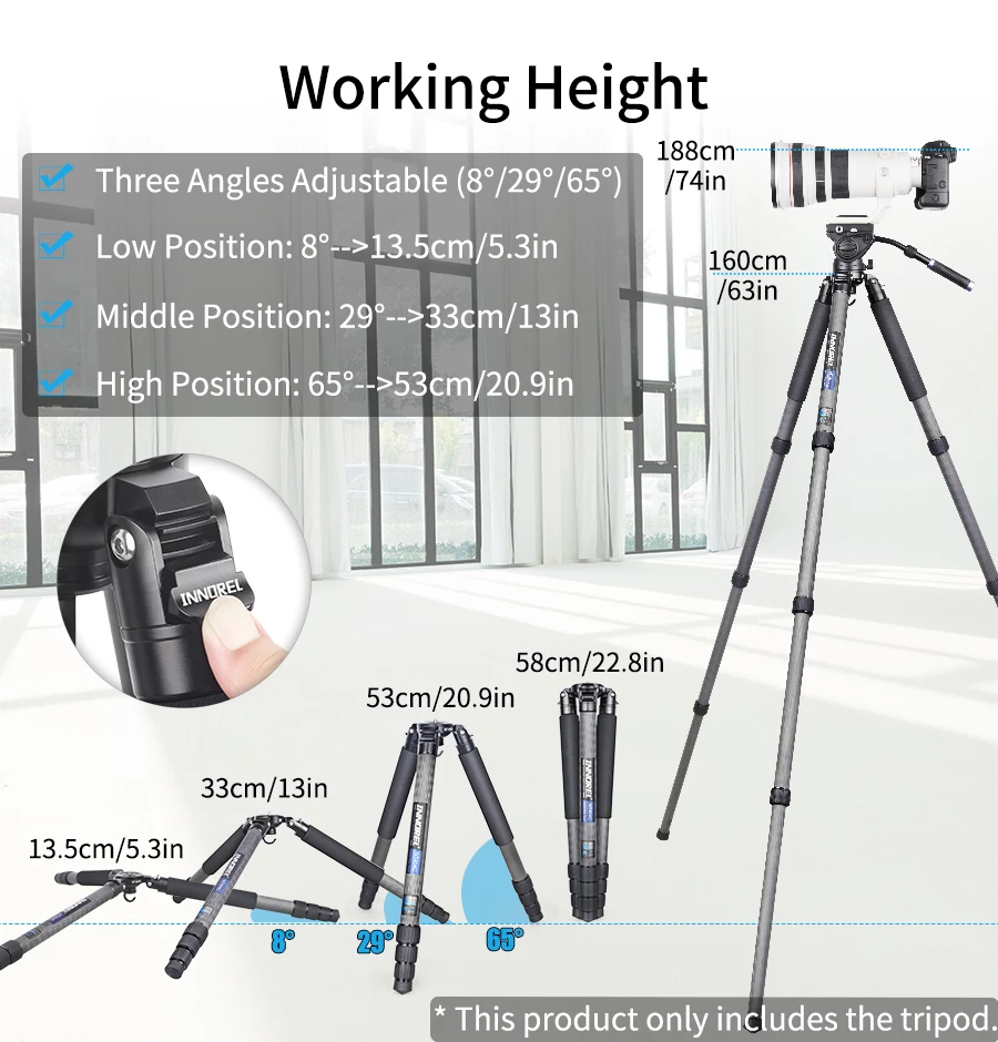 INNOREL NT404C Professional Heavy Camera Tripod 40mm Tube 30kg Maxload Bowl Tripod Super Stable Top Bird Watching Camera Bracket