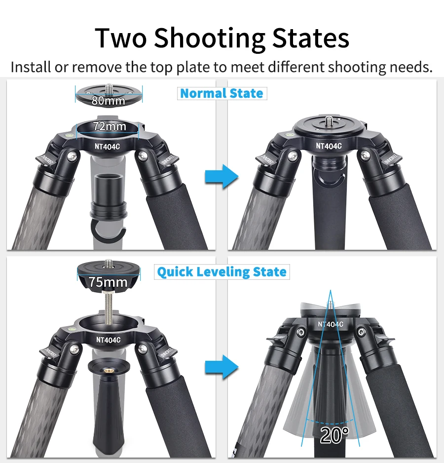 INNOREL NT404C Professional Heavy Camera Tripod 40mm Tube 30kg Maxload Bowl Tripod Super Stable Top Bird Watching Camera Bracket