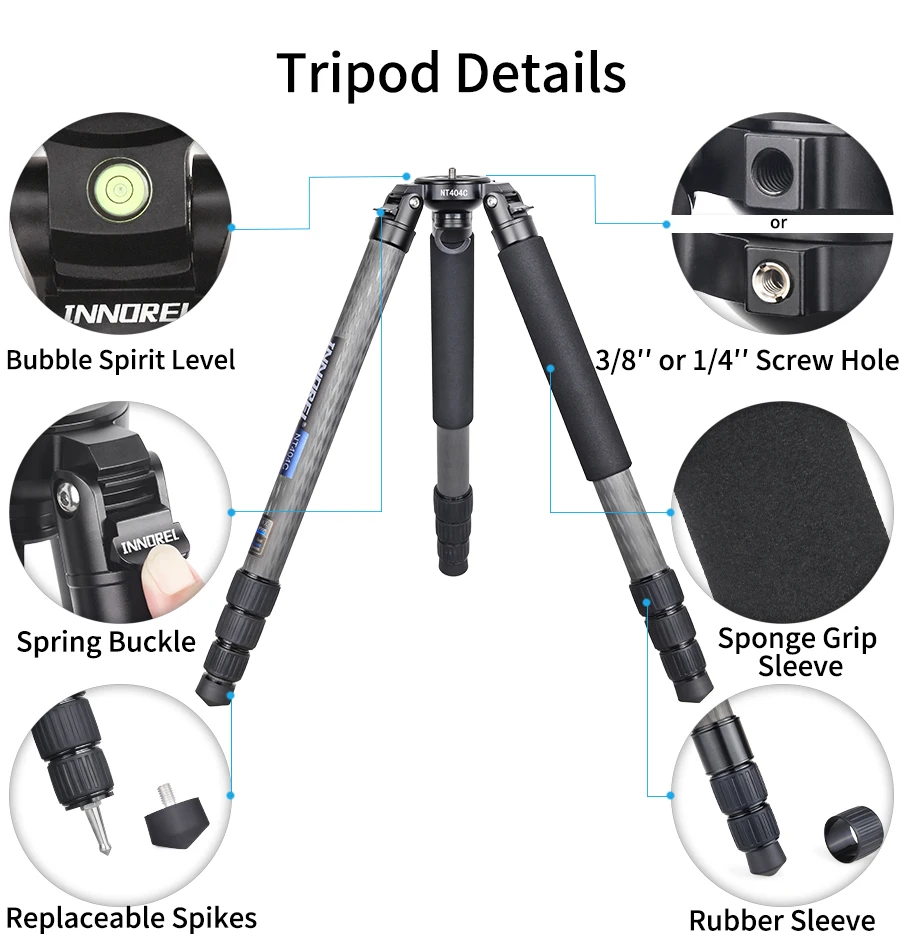 INNOREL NT404C Professional Heavy Camera Tripod 40mm Tube 30kg Maxload Bowl Tripod Super Stable Top Bird Watching Camera Bracket