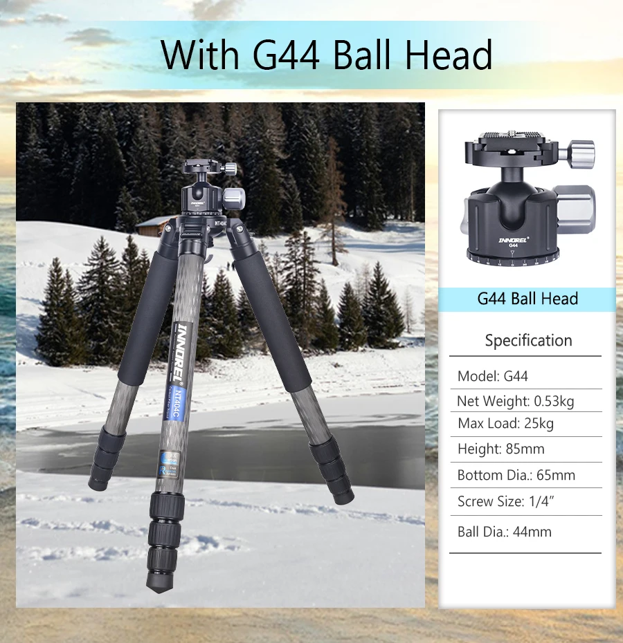 INNOREL NT404C Professional Heavy Camera Tripod 40mm Tube 30kg Maxload Bowl Tripod Super Stable Top Bird Watching Camera Bracket