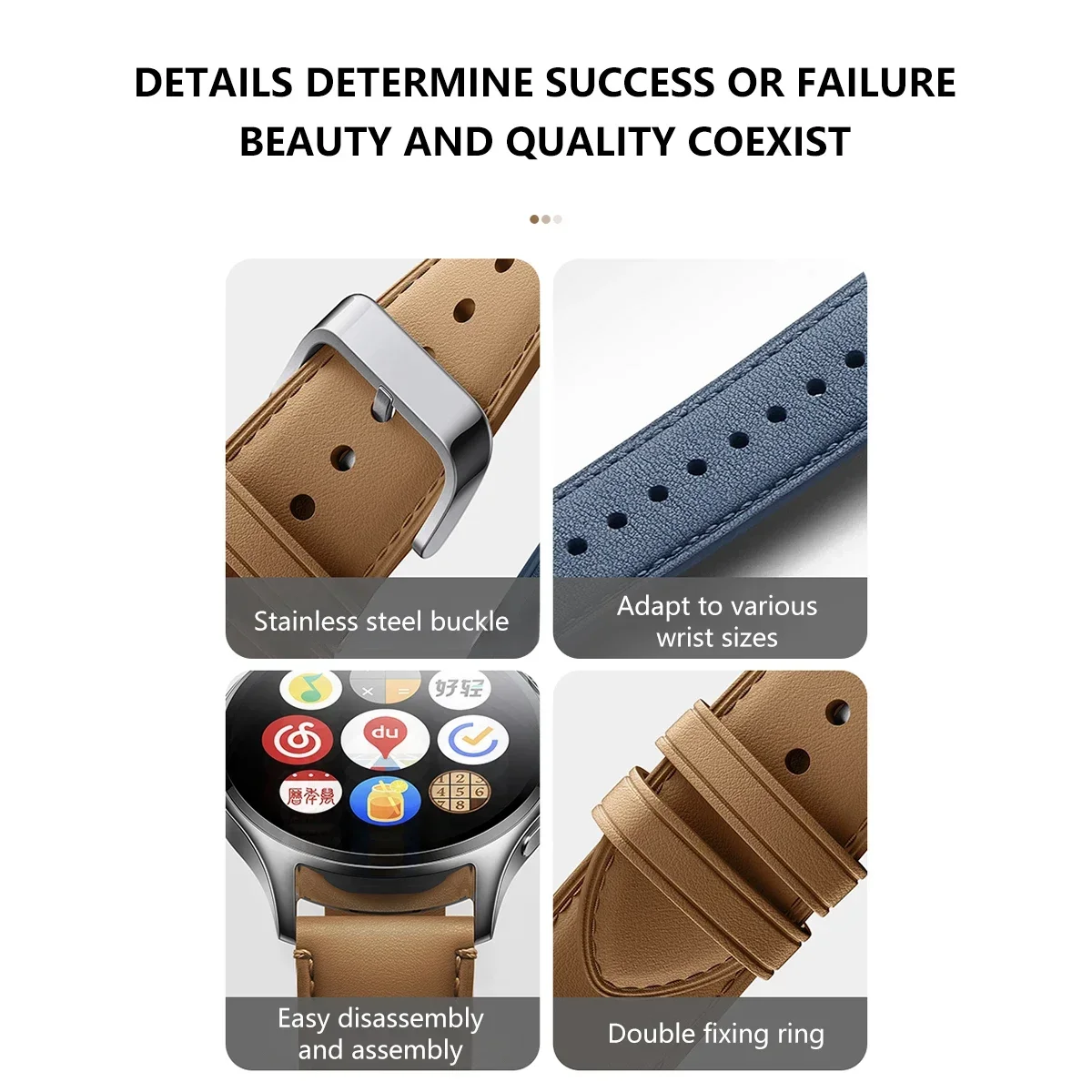Leather Strap for Xiaomi Watch S3 S1 Pro/S1 & MI Color 2/S1 Active Cowhide Band for Universal 22MM Bracelet Accessories