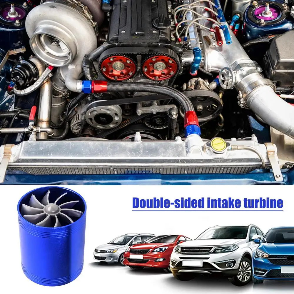 Car Turbo Fan 2.5 Inches Car Air Intake Turbocharger With 3 Rubber Rings Double-sided Cold Air Intake Hose Fan Fits Most Autos
