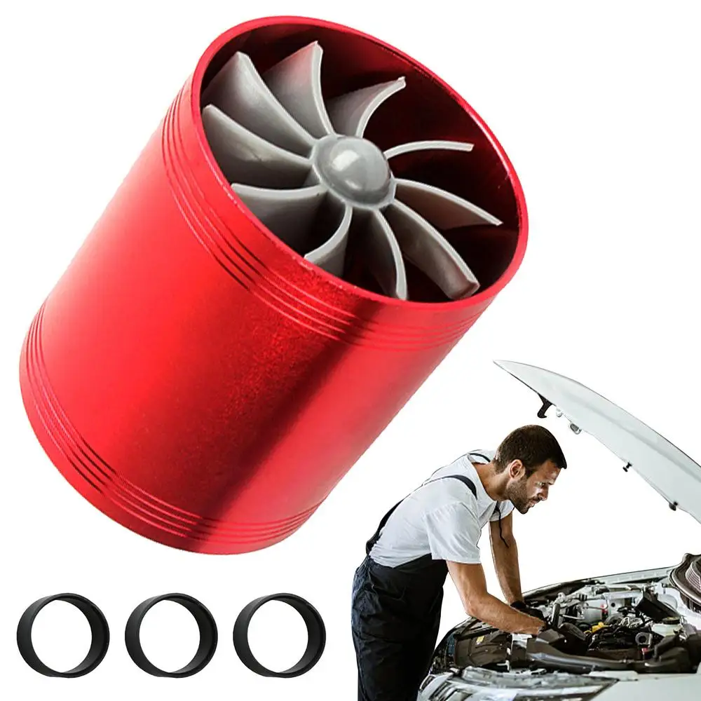 Car Turbo Fan 2.5 Inches Car Air Intake Turbocharger With 3 Rubber Rings Double-sided Cold Air Intake Hose Fan Fits Most Autos