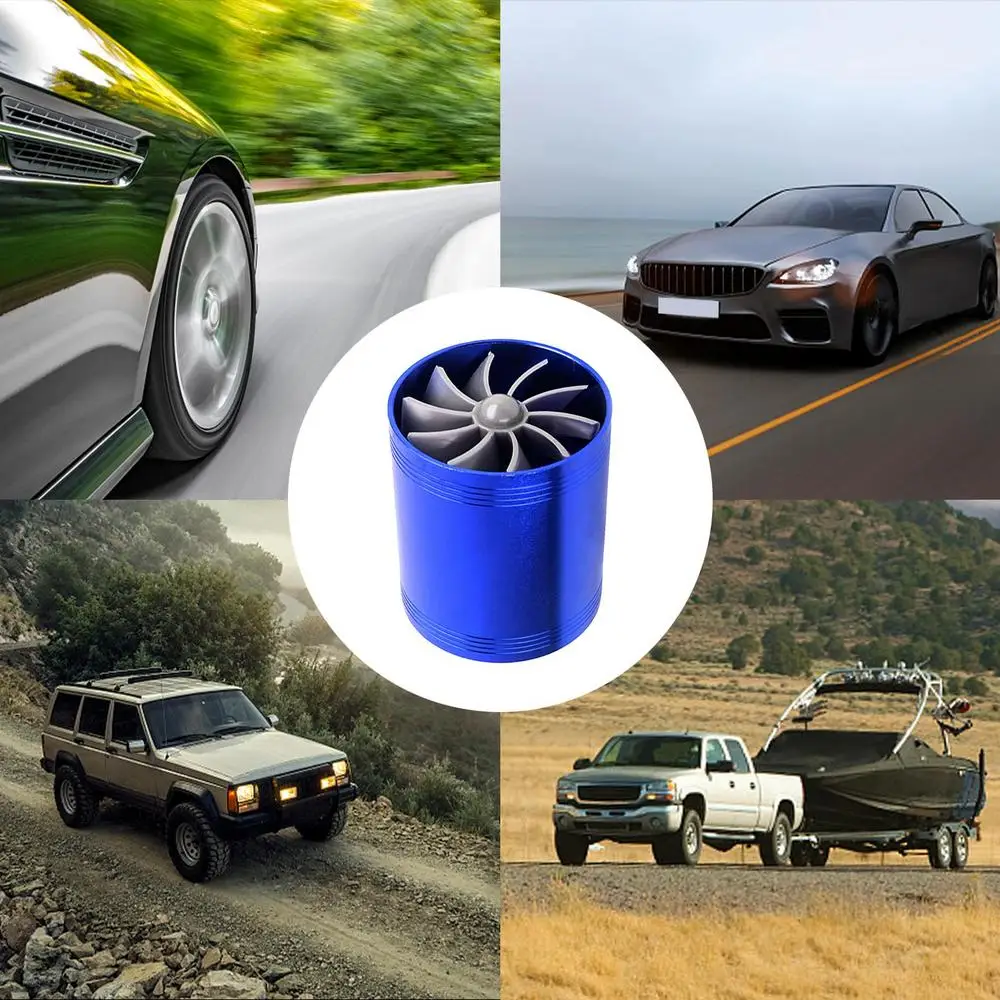 Car Turbo Fan 2.5 Inches Car Air Intake Turbocharger With 3 Rubber Rings Double-sided Cold Air Intake Hose Fan Fits Most Autos