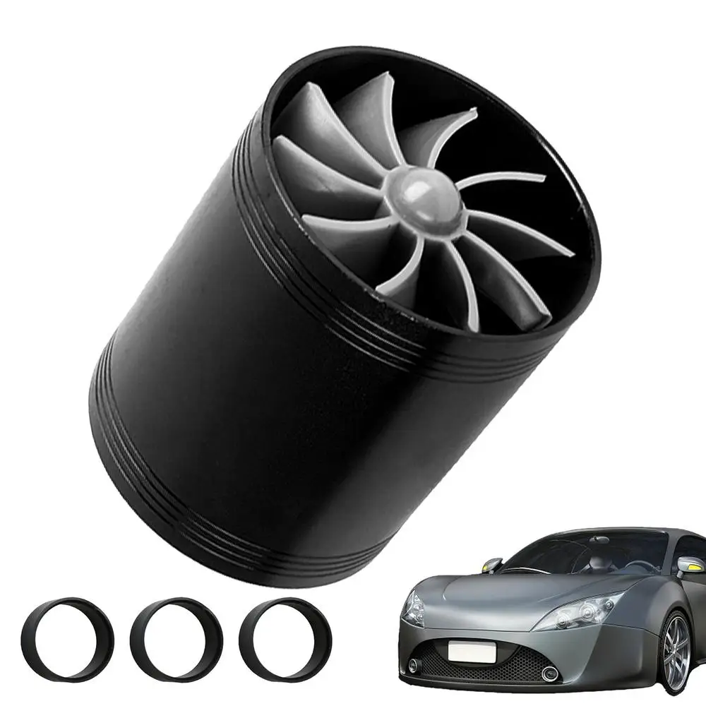 Car Turbo Fan 2.5 Inches Car Air Intake Turbocharger With 3 Rubber Rings Double-sided Cold Air Intake Hose Fan Fits Most Autos