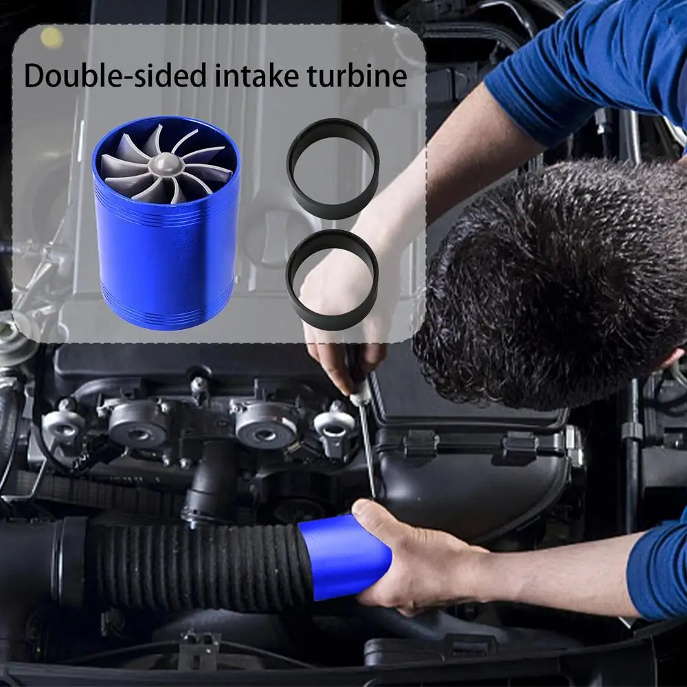 Car Turbo Fan 2.5 Inches Car Air Intake Turbocharger With 3 Rubber Rings Double-sided Cold Air Intake Hose Fan Fits Most Autos