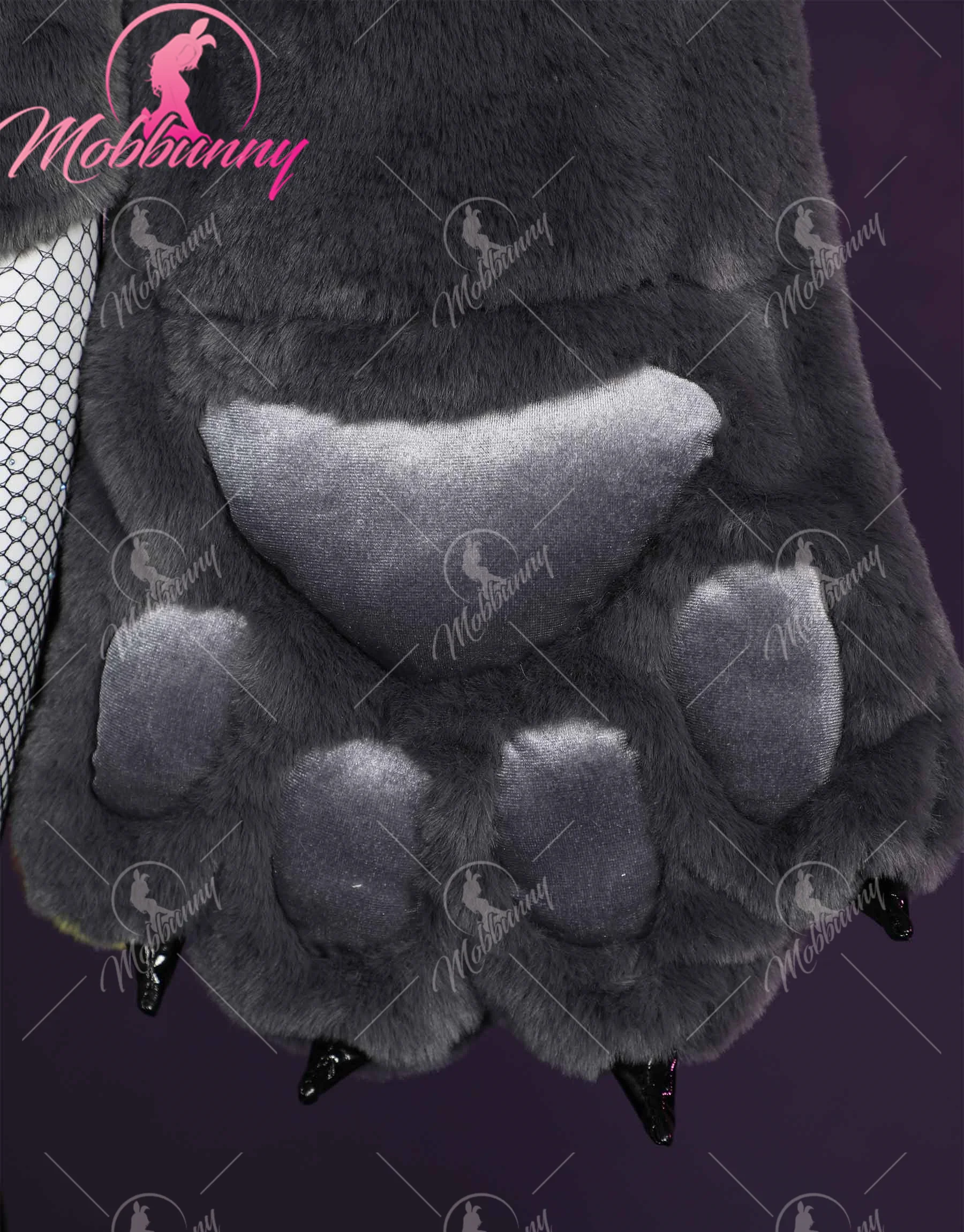 Mobbunny PM Derivative Furry Paw Women's Sexy Lingerie Kawaii Plush Homewear Paw Gloves Hoodie Top and Bra Panty with Stockings