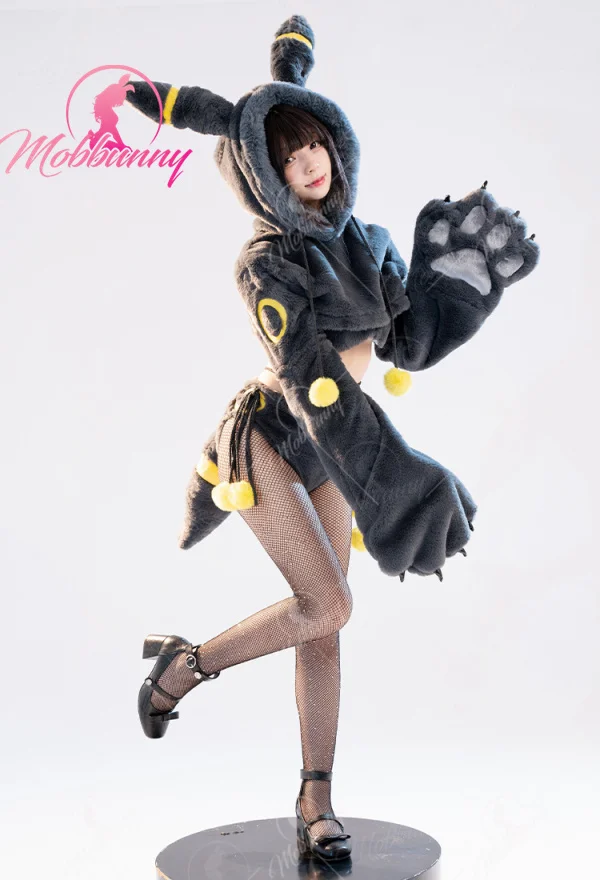 Mobbunny PM Derivative Furry Paw Women's Sexy Lingerie Kawaii Plush Homewear Paw Gloves Hoodie Top and Bra Panty with Stockings