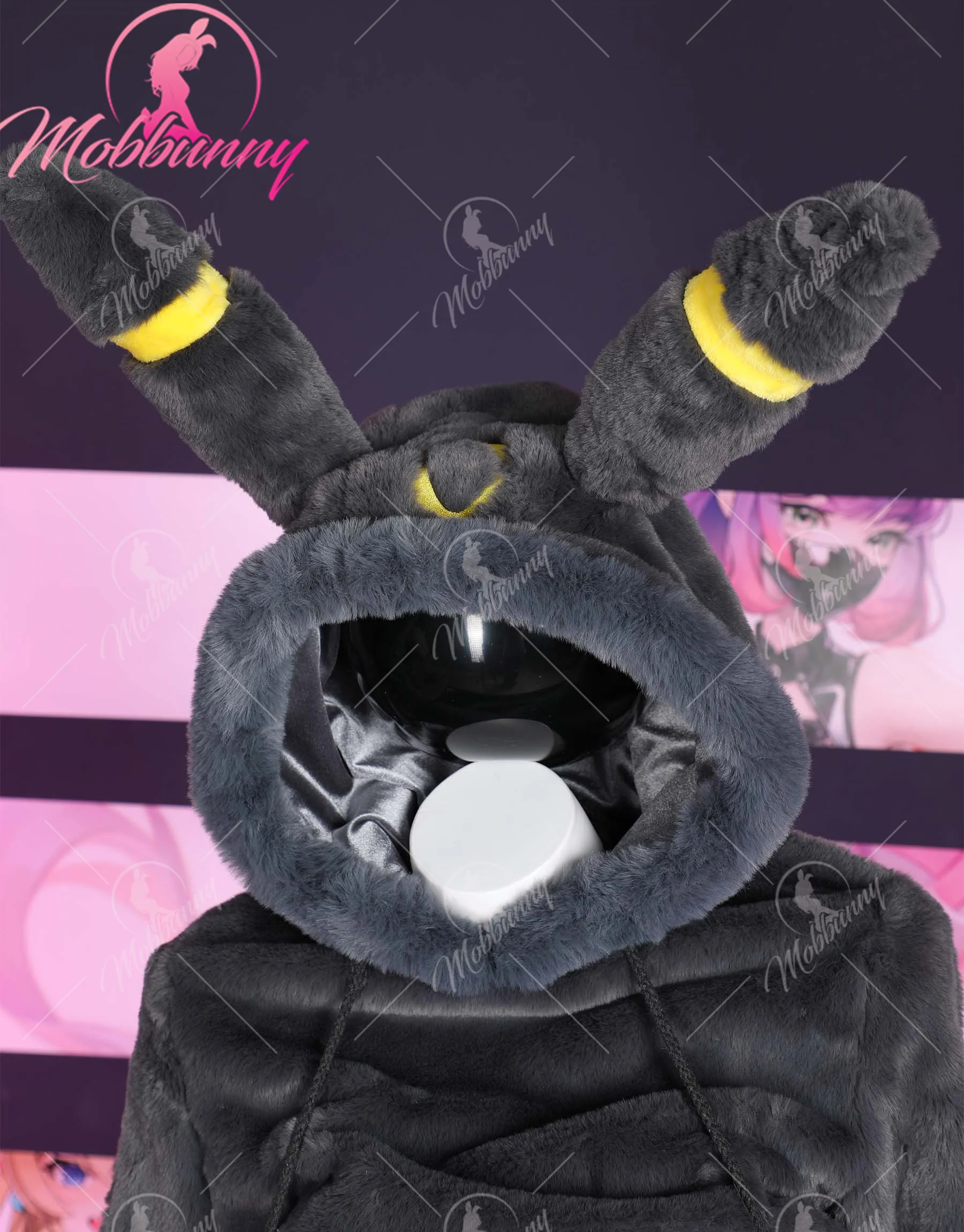 Mobbunny PM Derivative Furry Paw Women's Sexy Lingerie Kawaii Plush Homewear Paw Gloves Hoodie Top and Bra Panty with Stockings