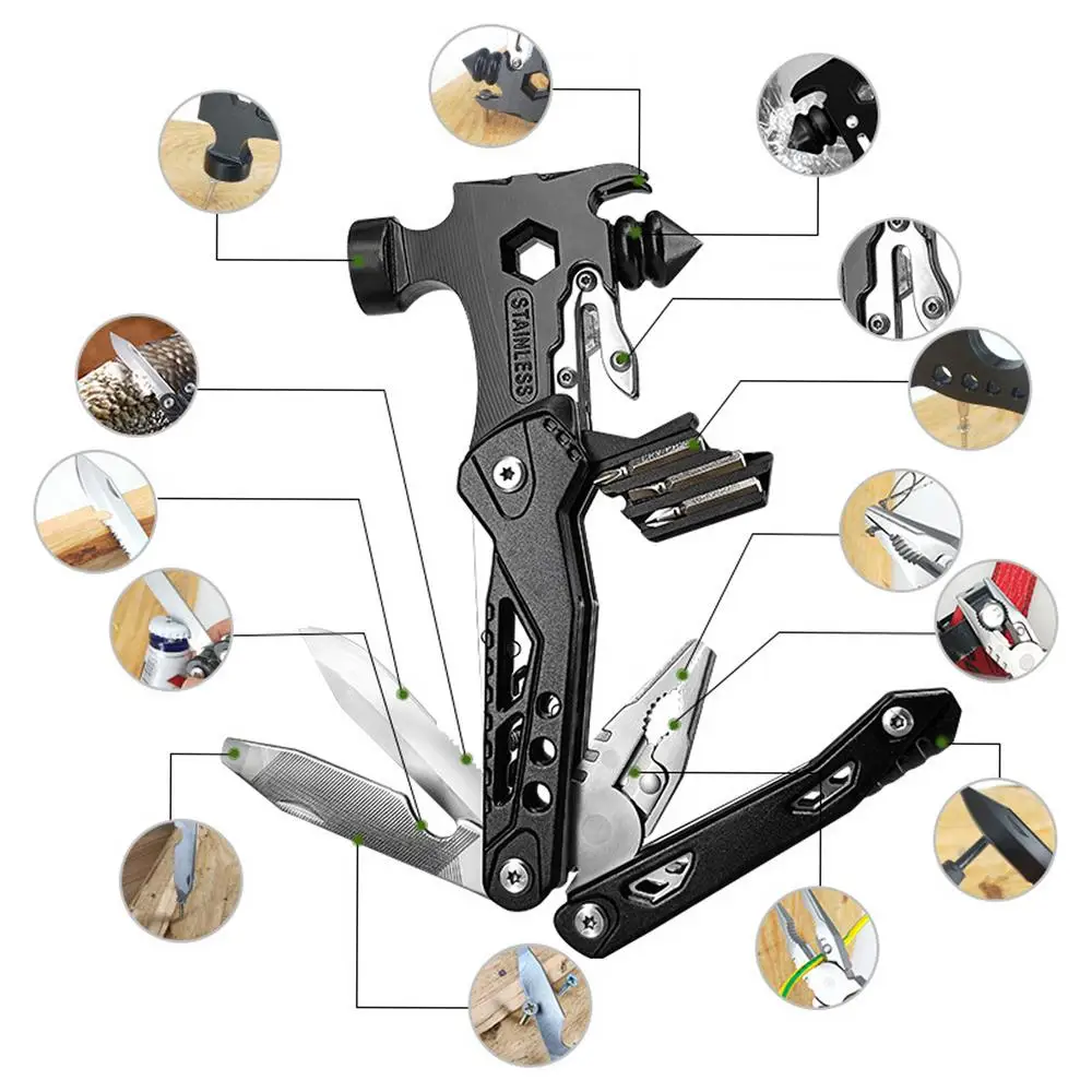 Car Safety Hammer Seat Belt Cutter Hammer Safety Hammer Multipurpose Folding Car Glass Breaker Survival Gear Escape Tool For Car