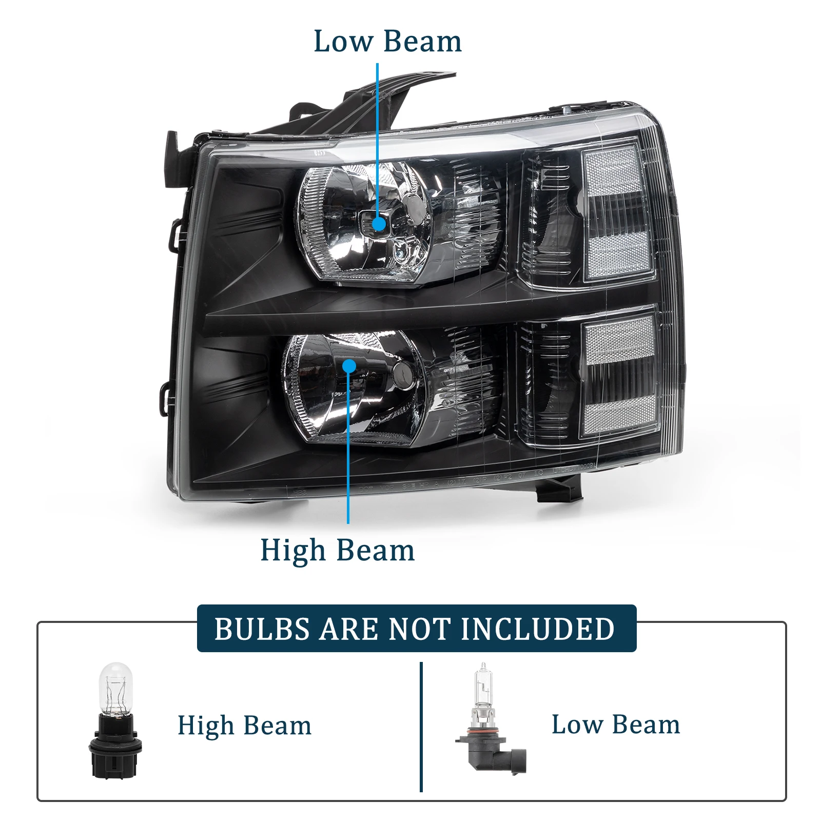 Pair Left&Right Headlights For 2007 2008 2009 2010 2011 2012 2013 Chevy Silverado 1500 2500HD 3500HD Clear Projector