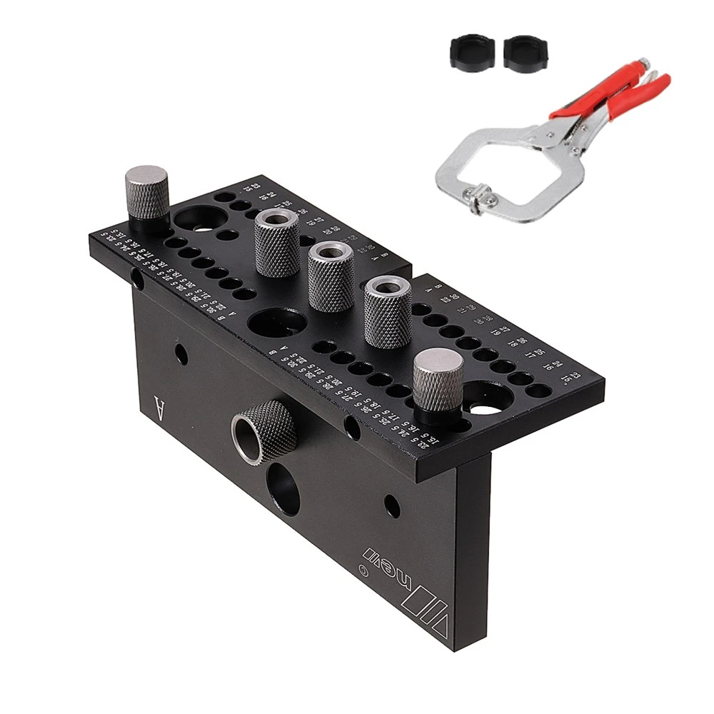 ENJOYWOOD 3 In 1 Dowel Jig Woodworking Hole Puncher Drill Guide Positioning Hole Opener DIY Drilling Guide 7/8/10MM M14 M18