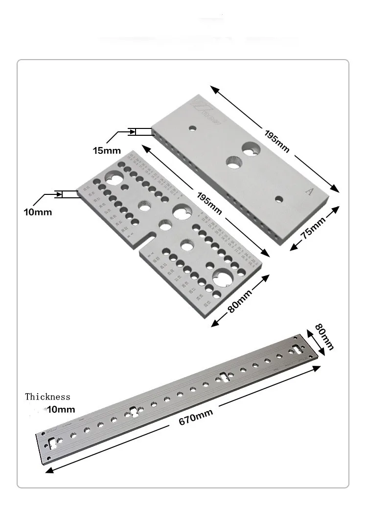 ENJOYWOOD 3 In 1 Dowel Jig Woodworking Hole Puncher Drill Guide Positioning Hole Opener DIY Drilling Guide 7/8/10MM M14 M18