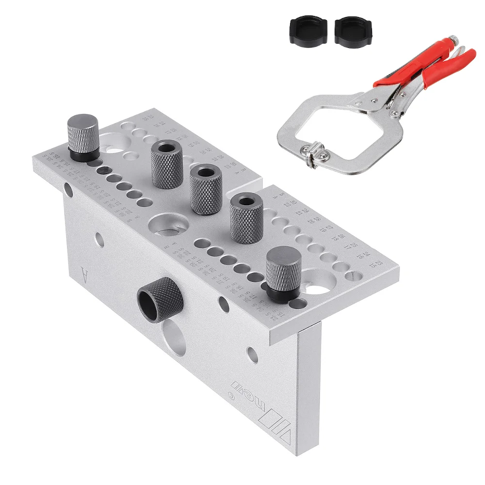 ENJOYWOOD 3 In 1 Dowel Jig Woodworking Hole Puncher Drill Guide Positioning Hole Opener DIY Drilling Guide 7/8/10MM M14 M18