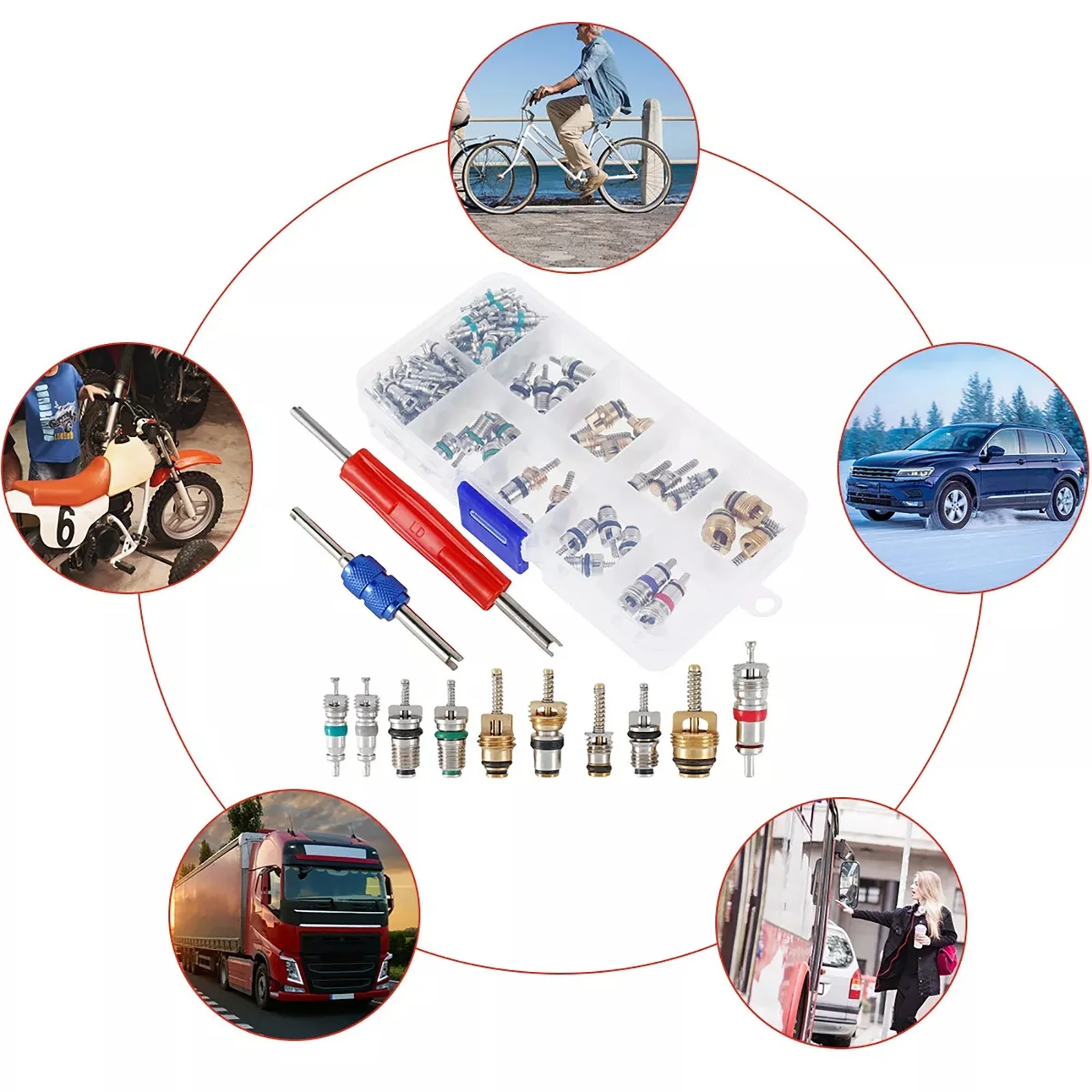 102Pcs/Set R12 & R134A Valve Core Remover Tool Installer Metal Air Conditioner Valve Stem Core Dismantling Tool For Auto Car A/C