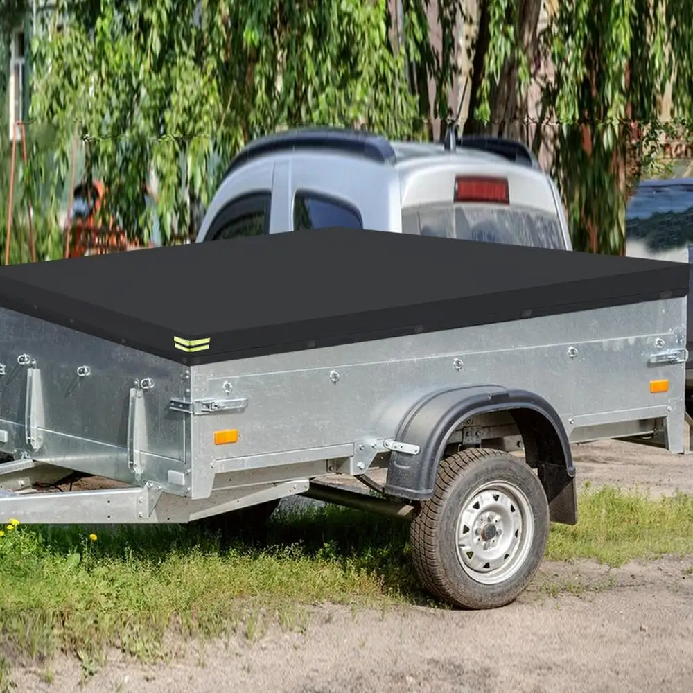 Trailer Tarp 420D Oxford Waterproof Travel Trailer RV Cover Windproof Trailer Flat Tarpaulin For Cars Transport Trailers RV
