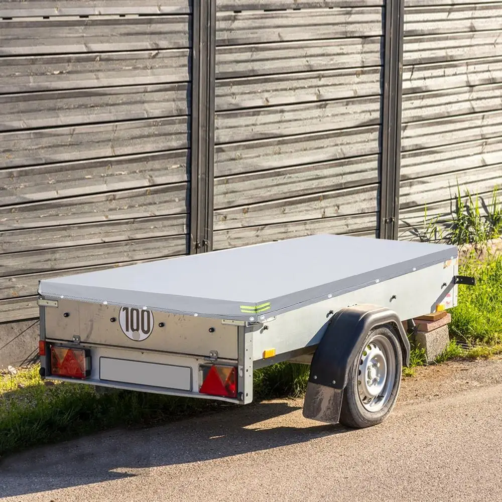 Trailer Tarp 420D Oxford Waterproof Travel Trailer RV Cover Windproof Trailer Flat Tarpaulin For Cars Transport Trailers RV